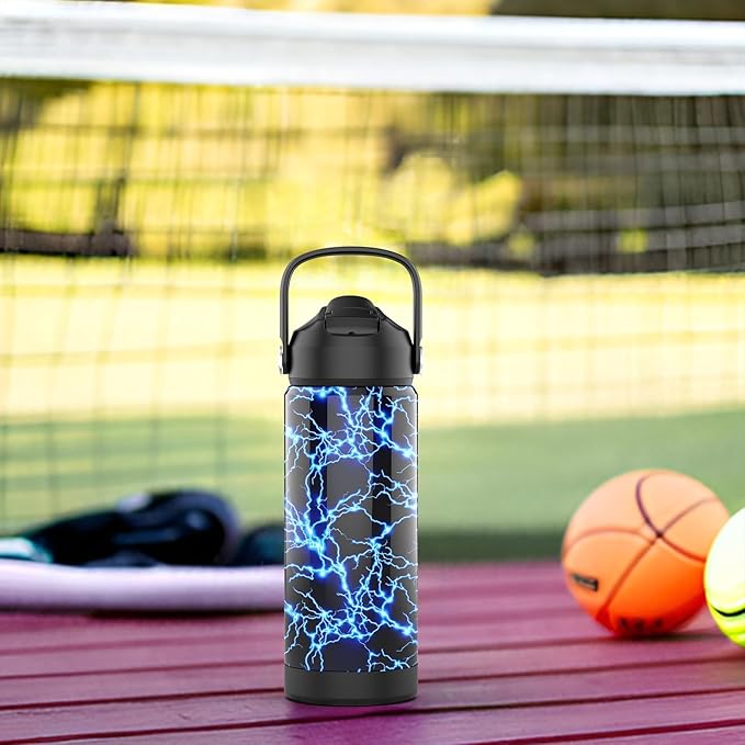 Kids Water Bottle with Straw,18 oz Boys Insulated Cups with Stainless Steel Leak Proof for School,Sport&Travel（Green）