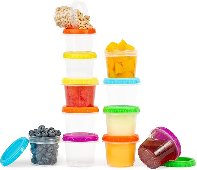 Tafura Small Lunch Containers [12 Pack] 4 Oz. with Lids | Snack for Condiment Puree, Snacks, and More Reusable, BPA Free, (HG-4-12C)