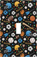 All Star Sports 1-Gang Toggle Light Switch Plate, Multi-Sport Football Baseball Basketball Decorative Wall Plate for Boys & Girls Room
