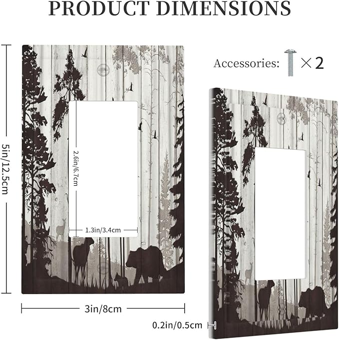 Outlet Covers Rustic Deer Hunting Forest Woodland 1 Gang Wall Plate Single Rocker Light Switch Cover Country Decorative GFCI Receptacle Cover Electrical Switchplate for Farmhouse Home Decor