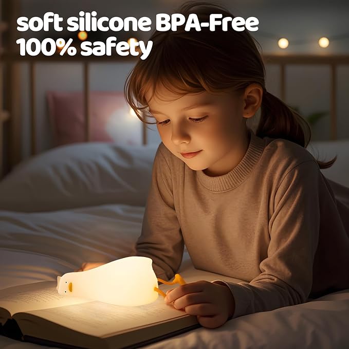 Rytinazzz Lying Cute Duck Lamp Night Light for Kids,Cute Room Decor Silicone Duck Lamp for Baby,Night Lights for Baby Nursery,3-Colors USB Rechargeable Gift for Kids Boys and Mothers Day Gifts