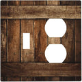 Brown Wooden Barn Door Old Wood Print Wallplates 1 Toggle 1 Duplex Switch Plate Electrical GFCI Faceplate Decorative Light Switch Covers for Farmhouse Home Decor