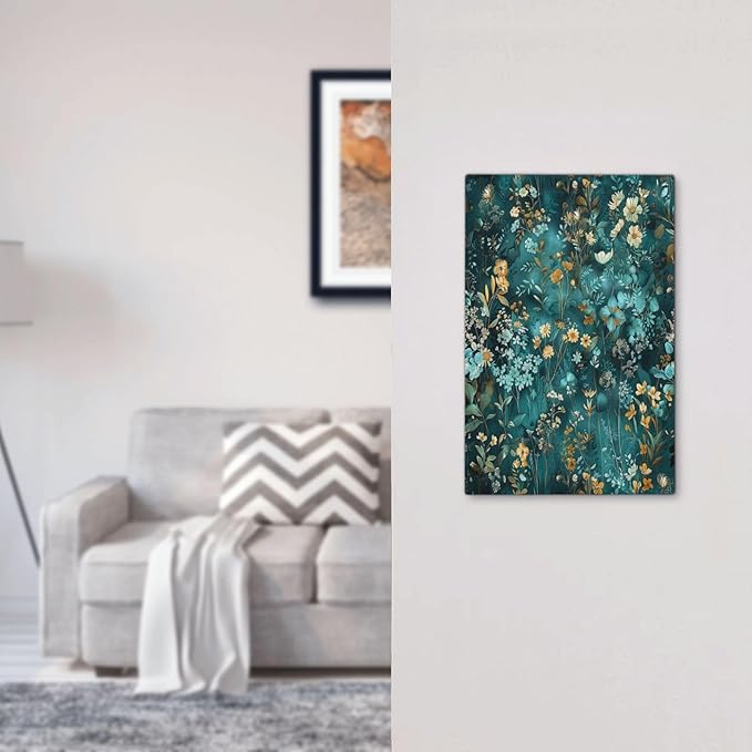 Light Switch Cover Plate Green Leaf Floral Boho Golden Flower Plant 1 Gang No Device Blank Electrical Wall Plates Faceplate Decorative Switch Plate For Bed Room Cabin Decor