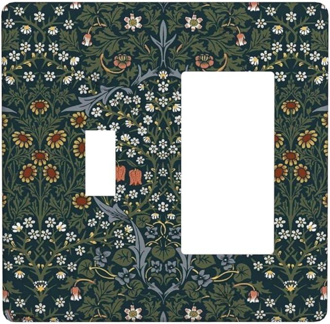 Outlet Covers Colorful Floral Boho Flower Plant Leaf 1 Toggle 1 Rocker Combination Decorative Wall Plate Electrical Switch Plates Light Switch Cover Plate For Bed Room Living Room Decor