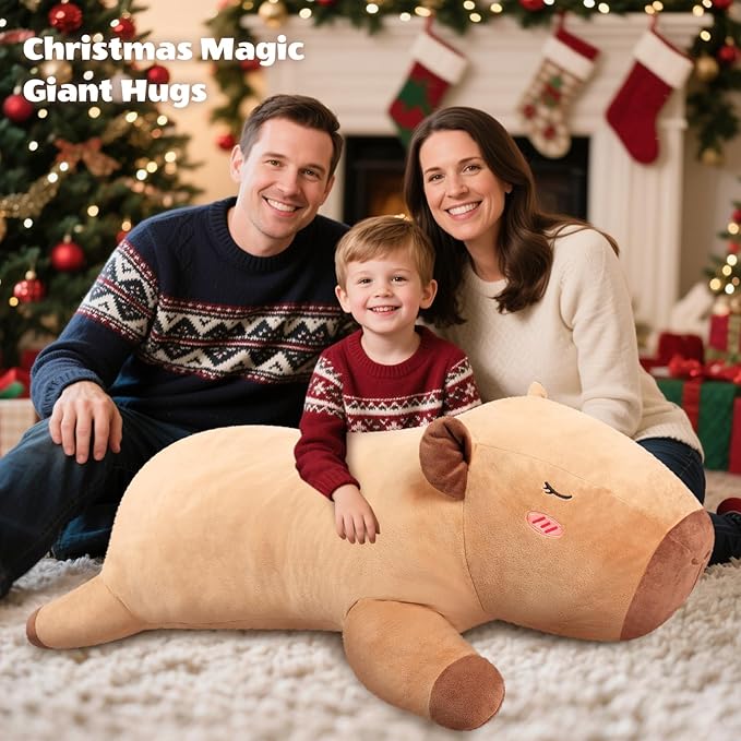 SuzziPals 43 inch Giant Capybara Plush, Lifelike Giant Stuffed Animal for Stress Relief & Companion, Extra Soft Plush Big Plushies Hugging Plush, Jumbo Capybara Gifts