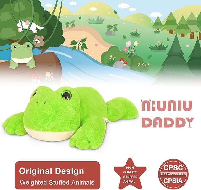 Niuniu Daddy 20" | 3.3 Pound Frog Weighted Stuffed Animals for Kids Adults, Soft Stuffed Frog Plush Toys for Sleeping Hugging, Squishy Body Pillow for Presents Birthday Christmas Holiday Easter