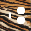 Tiger Texture Wild Animal Skin Pattern Print Wallplates 1 Toggle 1 Duplex Switch Plate Electrical GFCI Faceplate Decorative Light Switch Covers for Kids Room Office Decor