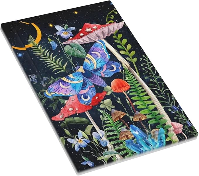 1-Gang No Device Decorative Blank Receptacle Wall Plate Gothic Moth Floral Mushroom Starry Moon Phase Night Butterfly Boho Light Switch Mid Size Electrical Face Plate Cover for Unused Outlets/Switches