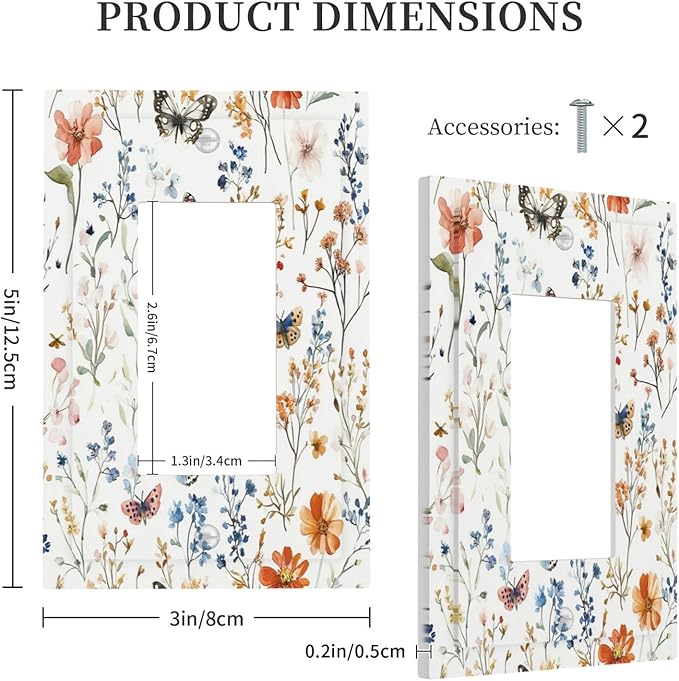 Decorative Outlet Covers Vintage Wildflowers Plants Floral 1 Gang Single Rocker Light Switch Cover Plate Wall Plates Gfci Faceplate For Bed Room Living Room Decor