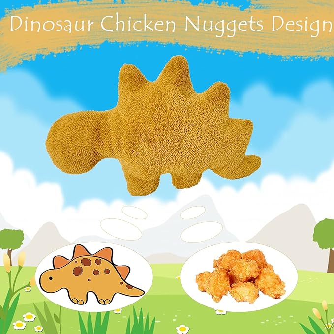 5 Packs Dino Nugget Pillow Plush, Large Dinosaur Chicken Nugget Pillow Stuffed Animal Plush Toy, Dino Nugget Dinosaur Theme Party Decoration Birthday Christmas Valentines Day Gift for Kids Boys Girls