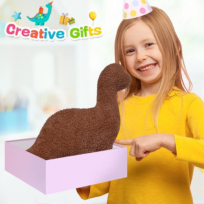 Andywoo Dino Chocolate Pillow Plush for Funny Birthday Gifts, Cute Funny Dinosaur Chocolate Stuffed Animals Toy for Boy and Girl, Dinosaur Gifts for Kids Teens and Adults (Brachiosaurus, Small)