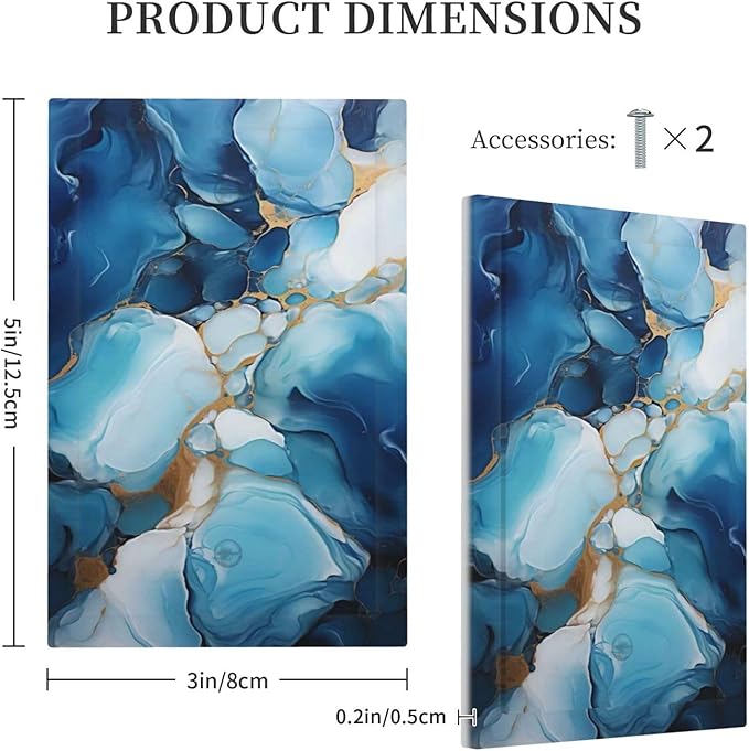 Decorative Light Switch Plate Covers Artistic Abstract Blue Marble Gold Line Painted 1 Gang No Device Switch Cover Plate Single Blank Wall Plate Switchplate Electrical Faceplate