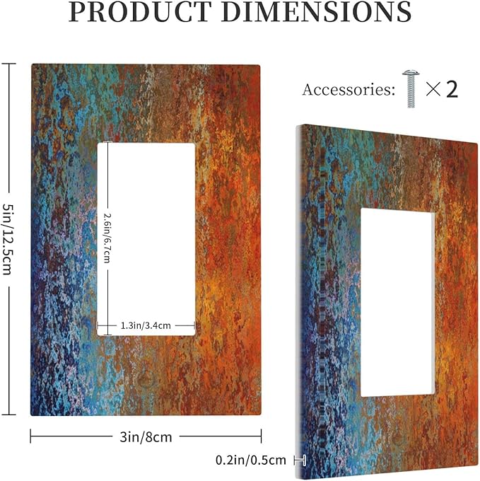 Decorative Switch Plate Covers Vintage Copper Rust 1 Gang Single Decora GFCI Device Light Switch Cover Red Celestial Blue Flatprint 1 Rocker Outlet Wall Plate Faceplate for Kitchen Bathroom