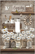 Rustic Daisy Flower Butterfly Inspirational Cottage Decorative Light Switch Cover 1 Gang Single Toggle Device Electrical Faceplate Switchplates Decorator Outlet Wall Plate for Farmhouse Bedroom Decor