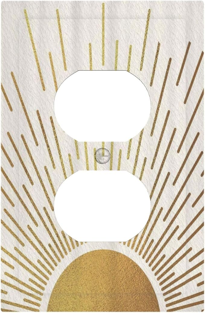 Decorative Outlet Covers Midcentury Golden Sun Minimalism Sunrise 1 Gang Wall Plate Receptacle Duplex Light Switch Cover Plate Single Dual Plug Covers Electrical Switchplate Faceplate