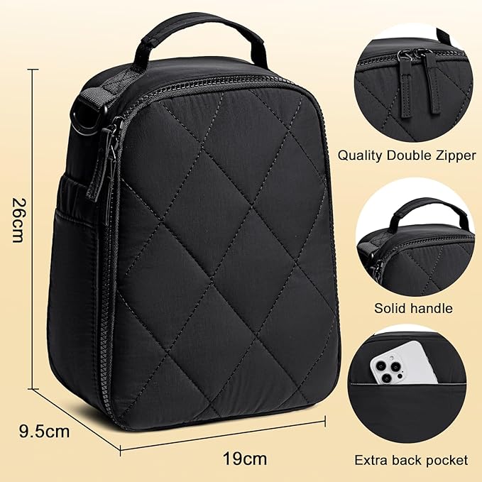 LOIDOU Lunch Box for Kids Boys Girls Insulated Lunch Bag Thermal Meal Tote Reusable Lunch Pail Bags for School Travel (black)