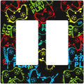 Video Game Double Gang Rocker Decorative Light Switch Cover, 2-Gang Wall Plate Outlet Cover