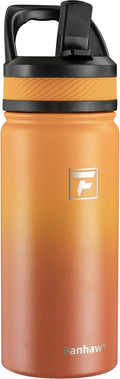 Fanhaw 18 Oz Kids Insulated Water Bottle with Straw Lid – Stainless Steel Double Wall Vacuum, Leak-Proof, BPA-Free Water Bottles for School Boys & Girls(Yellow Orange)