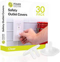 Power Gear Child Safety Electrical Outlet Covers, 30 Pack, Tamper‑Resistant Plug Protectors for Standard Wall Outlets, Baby‑Proof & Child‑Proof Safety Caps, Clear, 51175