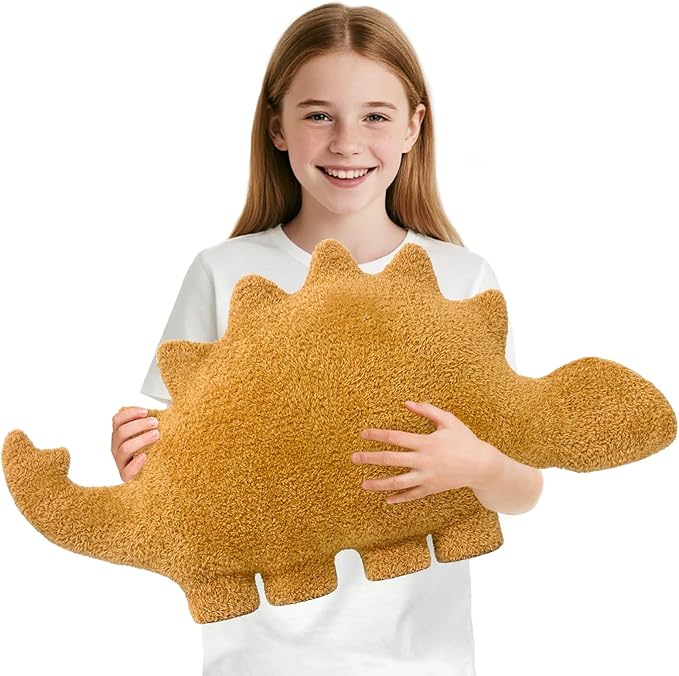Andywoo Dino Chicken Plush Nuggets Pillow for Funny Birthday Gifts, Cute Funny Stuffed Animals Toy for Boy and Girl, Dinosaur Gifts for Kids Teens and Adults (Kentrosaurus, Large)