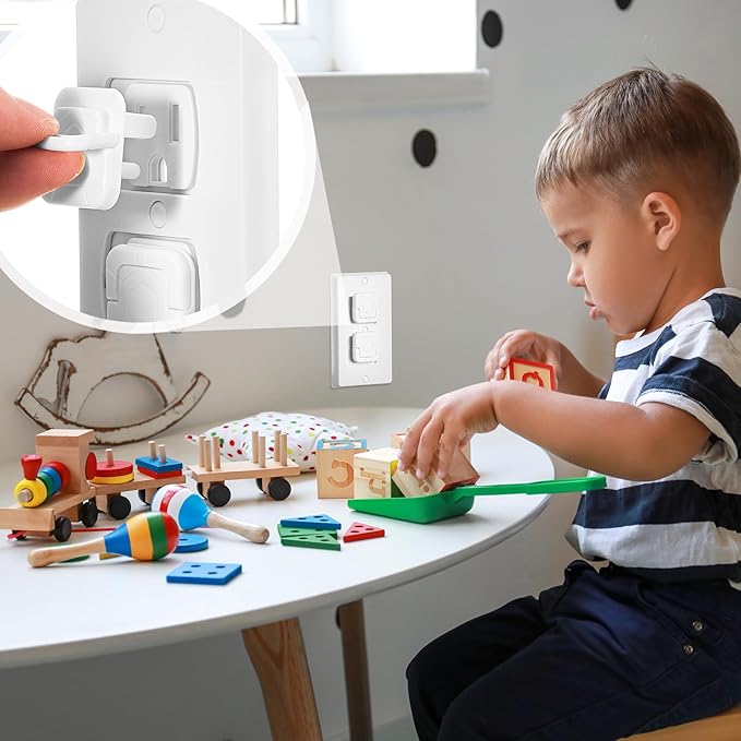 Thyle 100 Pcs Outlet Covers Protectors Plug Bulk Child Baby Proofing Proof for US 3-prong Electrical Outlets Easy Install Socket Sturdy Safe Secure Baby Proofing Kit for Home Office