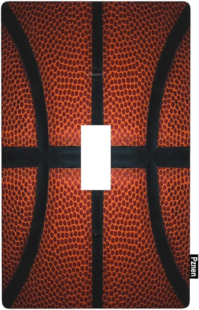 Basketball Light Switch Cover Sports Boys Ball Game Single Toggle Wall Plate 1 Gang Switchplate 4.5"x 2.76" for Men Teen Boys Bedroom Bathroom