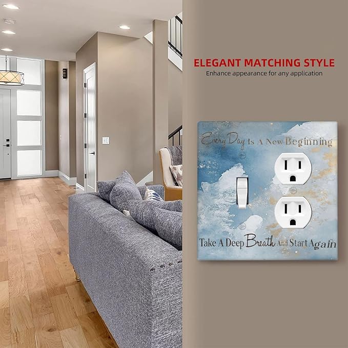 Decorative Outlet Covers Motivational Quotes Blue Abstract Texture 2 Gang Light Switch Cover Plate Single Toggle Duplex Wall Plates for Electrical Switch Plate Covers for Home Decor
