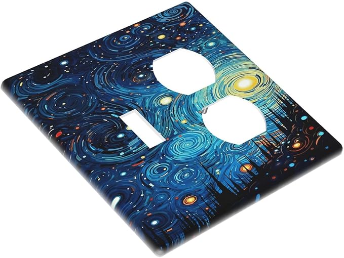 Outlet Covers Abstract Starry Night Style 1 Toggle 1 Duplex Switch Plate Covers Electrical Light Switch Cover Plate Decorative Wall Plate Socket Cover for Home living Room Decor