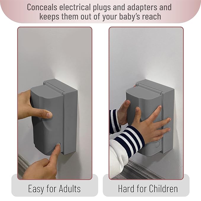 Bates - Baby Safety Outlet Cover Box, Grey, Outlet Covers Baby Proofing, Plug Covers for Electrical Outlets