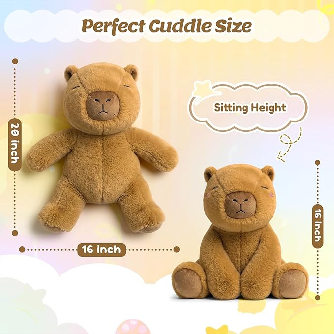 BRICHOEE 5lbs Weighted Capybara Stuffed Animals, 20'' Weighted Comfort Sensory Soothing Plush Toy, Cuddling Calming Cuddle Companion Gifts for Adults & Kids