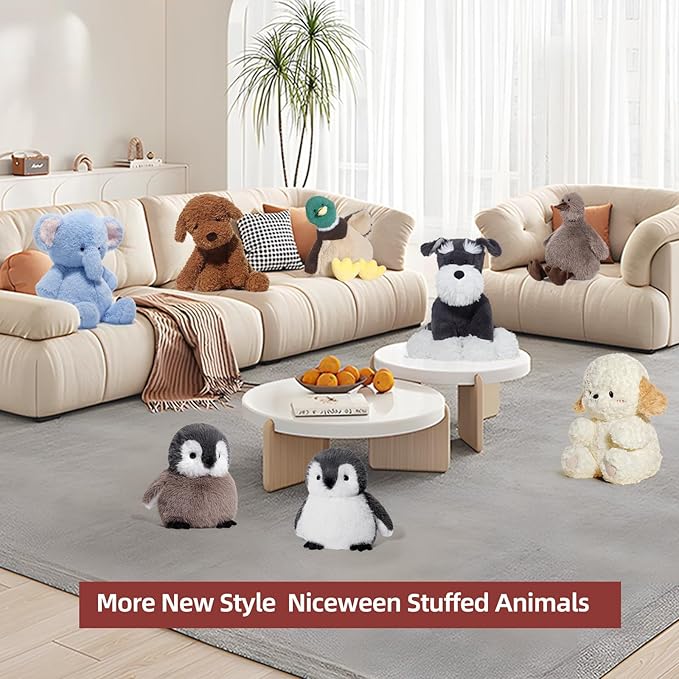 Stuffed Animals Schnauzer Puppy Plush Toys 11 inches Soft and Comfort Dog Plushie for Boys and Girls, Grey/White