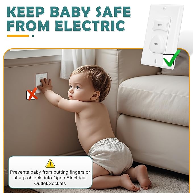 Outlet Covers Baby Proofing (58 Pack), Baitiny Electrical Secure Baby Proof Plug Covers, Child Baby Safety Products Socket Covers for US