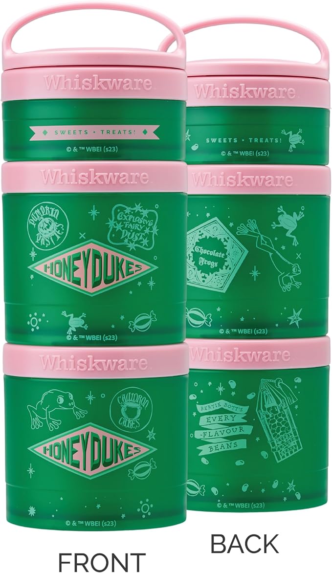Whiskware Harry Potter Stackable Snack Containers for Infants, Kids, and Toddlers, Durable Food Storage Containers for Daycare, Car, and Airplane Travel, Dishwasher Safe, Honeydukes