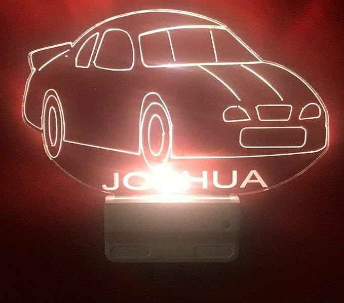 MIRROR MANIA Night Light Multi Color Personalized LED Plug-in, Ultra-Slim Touch Night Light Smart Dusk to Dawn Sensor, Kids Children's Bedroom Kitchen Bathroom Hallway Play Room Variations (Car)