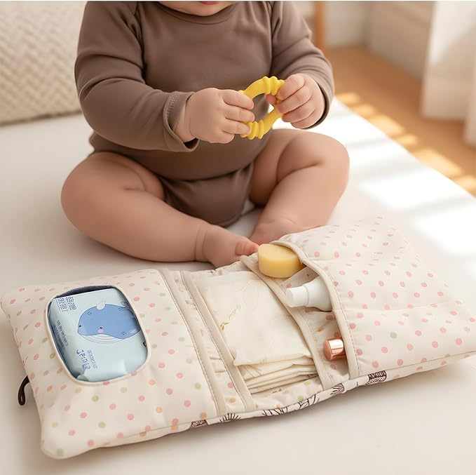 Baby Diaper Bag Organizer 2 in 1 Travel Diaper Bags, Foldable Compact Stroller Pouch for Newborn Essentials, Diaper Bags Insert Organizer, Travel-Friendly Diaper Clutch