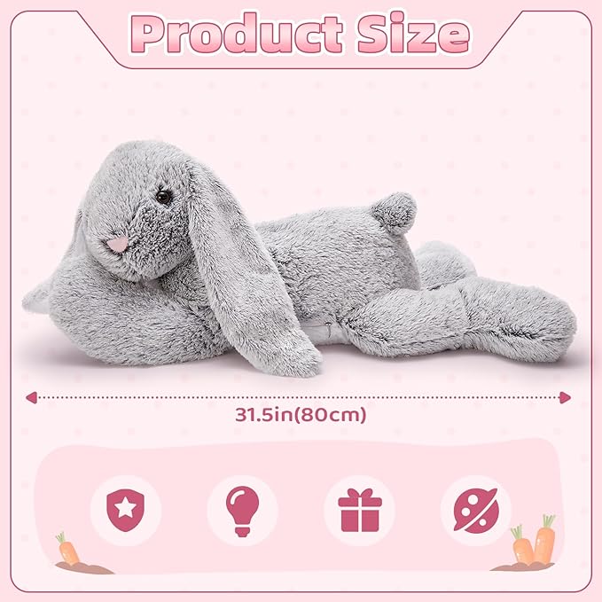 BENINY Large Bunny Stuffed Animal 31", Giant Easter Rabbit Plush Toy for Girls Boys Kids, Big Cuddly Pillow Gift for Girl Chirstmas Birthday