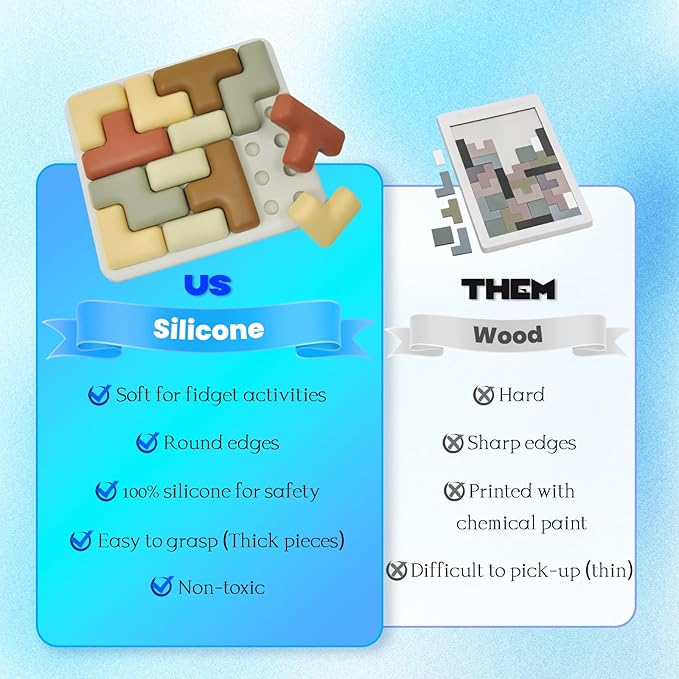 Silicone Shape Puzzles for Dementia, Alzheimers Activities & Fidget Activity for Elderly, Cognitive Matching Games, Stimming Aid for Autism Adults, Gift Puzzle for People with Alzheimers