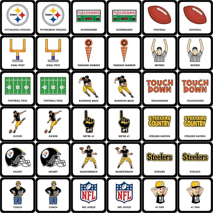 MasterPieces Officially Licensed NFL Pittsburgh Steelers Picture Matching Card Game for Kids and Families