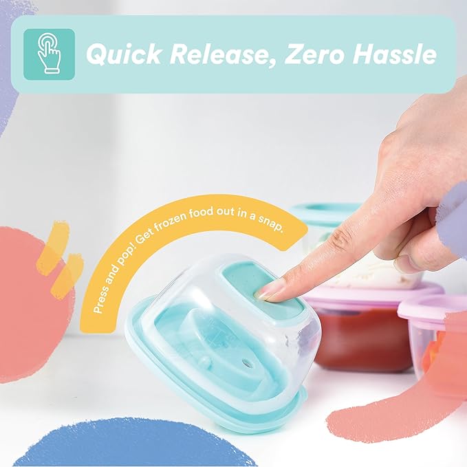 Liname Silicone Baby Food Containers (6 Pack) - Baby Food Storage Containers with Ventilation Valve for Reheating & Rubber Bottom for Easy Frozen Food Release - Baby Led Weaning & Feeding Essentials