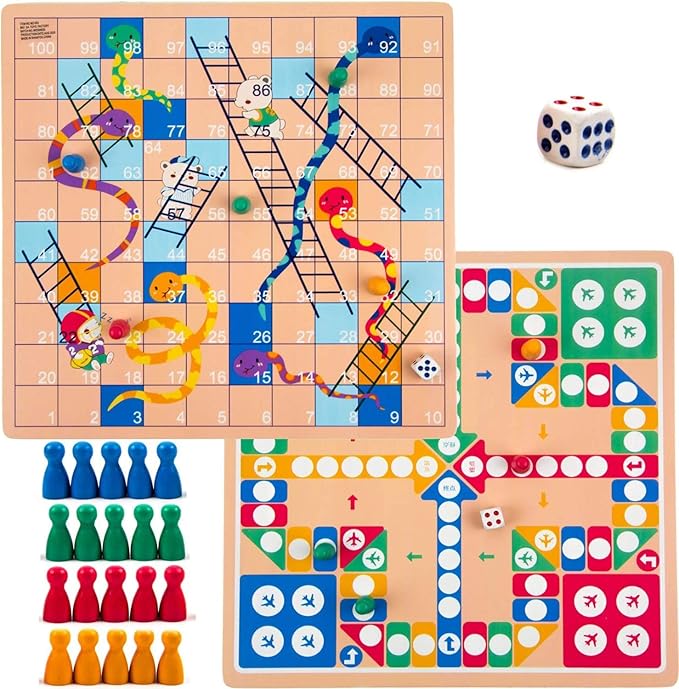 Toysery 2 in 1 Board Games Set. Complete with Ludo Board Game Plus Snakes and Ladders Set