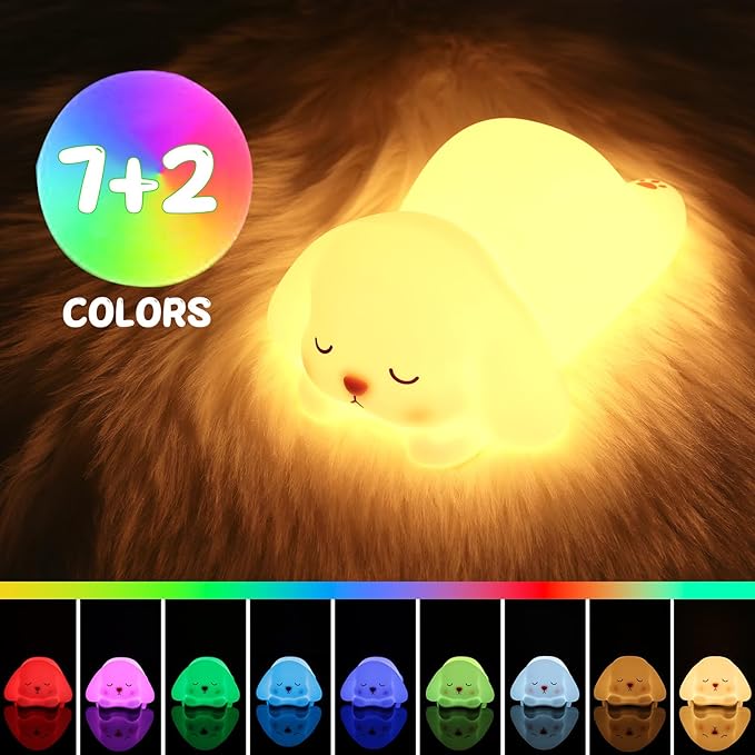 ZKLiLi Bunny Night Light for Kids Lamp, 16 Colors Lamp Cute, Dimmable Baby Night Lights for Nursery,Silicone Rechargeable Nightlight for Kids Room, Kawaii Room Decor