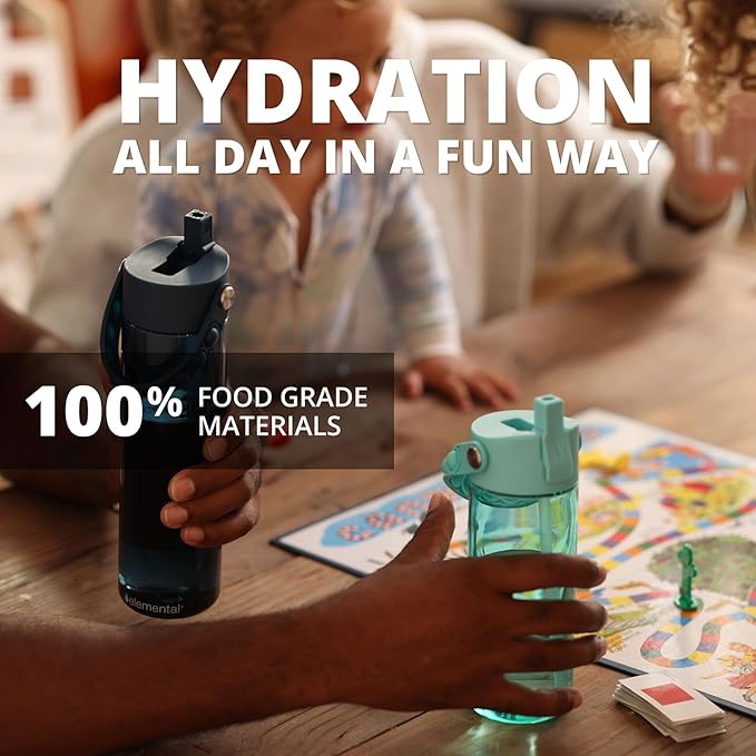 Elemental Water Bottles for Kids - Splash Kids Water Bottle for School with Pop-it Handle - BPA Free Tritan Plastic Water Bottle with Straw Leak Proof when Spout is Closed - Robin's Egg - 18oz