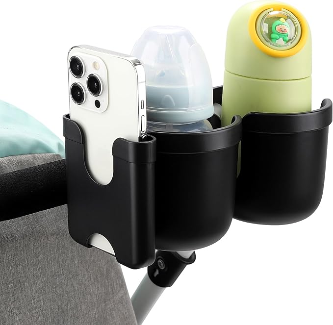 Accmor Stroller Cup Holder with Phone Holder, Bike Cup Holder, Universal Cup Holder for Uppababy Nuna Doona Strollers, 2-in-1 Cup Phone Holder for Stroller Bike Accessory