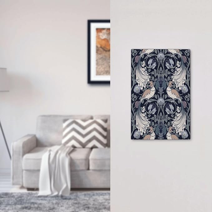 William Morris Vintage Floral Birds Peacocks 1 Gang Light Switch Covers No Device Wall Plate Decorative Blank Switchplate Electrical Faceplate for Country Bathroom Bedroom Decor