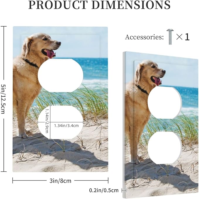 Custom 1 Gang Outlet Plate Personalized Duplex Decorative Add Your Design Outlet Covers Electrical Receptacle Lightswitch Faceplate with Picture Logo Text 5"" X 3"