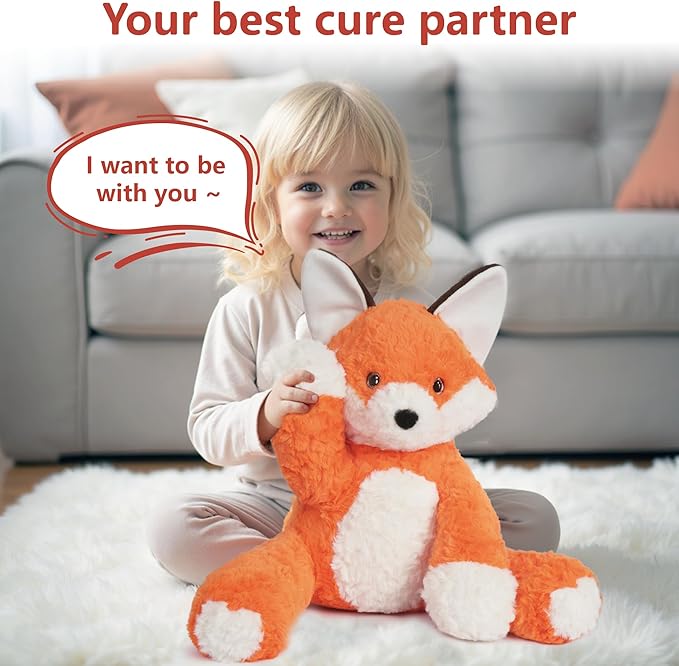 Niuniu Daddy 14" | 3.5 Pound Weighted Fox Plush Stuffed Animal, Heavy Stuffed Red Fox Plush Toys for Kids Adults, Weighted Beads for Stuffed Animals Body Pillow for Birthday Christmas Holiday