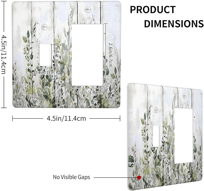 Sage Green Eucalyptus Rustic Country Botanical Leaf Flower Outlet Covers 1 Toggle 1 Rocker Combination Decorative Wall Plate Electrical Switch Plates Light Switch Cover Plate for Farmhouse Bedroom