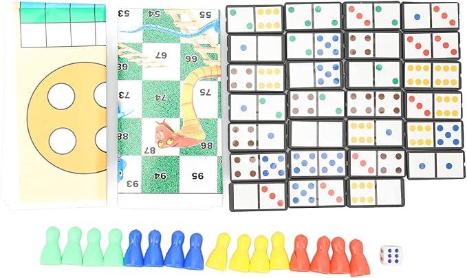 Alomejor Flying Chess Ladder Game, Snake Flying Chess Game Set 3 in 1 for Family Leisure, Foldable Board Brain Kids Adults, Premium Plastic Material
