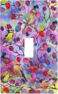 Bird Tree Painting Light Switch Cover Plates Decorative Single Toggle Wall Plate, 1 Gang Lightswitch Cover