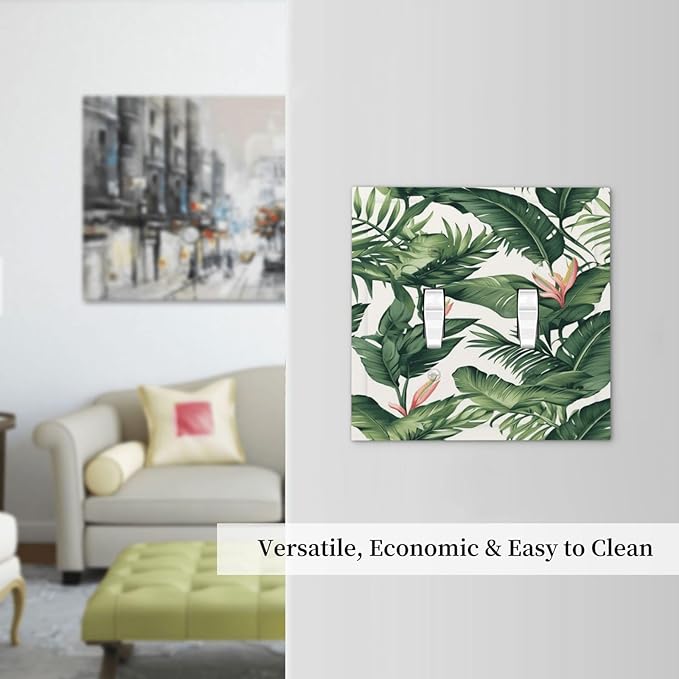 Tropical Leaf Jungle Botanical Palm Tree Greenery Floral Decorative Switch Plates 2 Gang Double Toggle Outlet Light Switch Cover Wall Plate Electrical Faceplate for Bedroom Living Room Decor